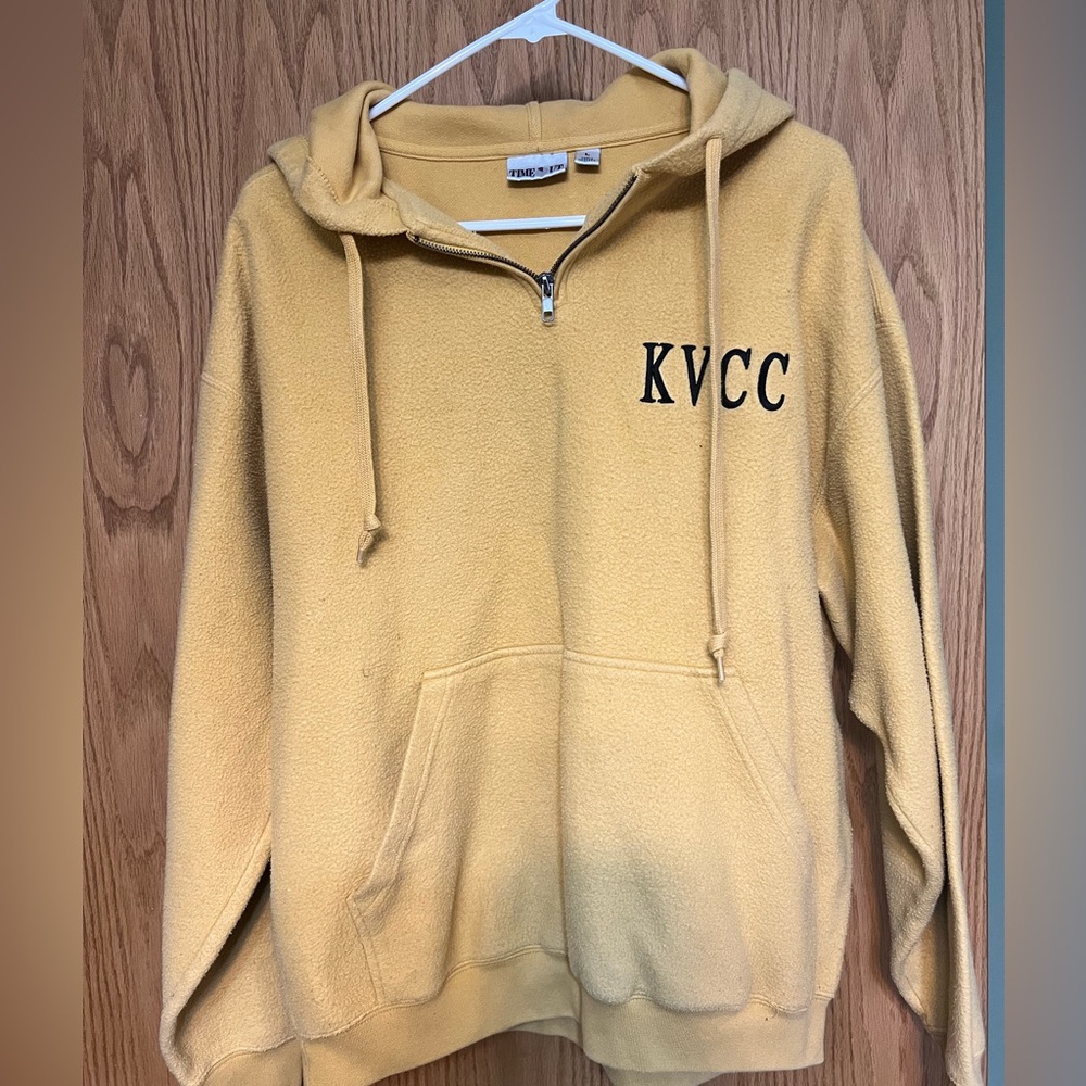 KVCC mustard colored fleece hoodie.